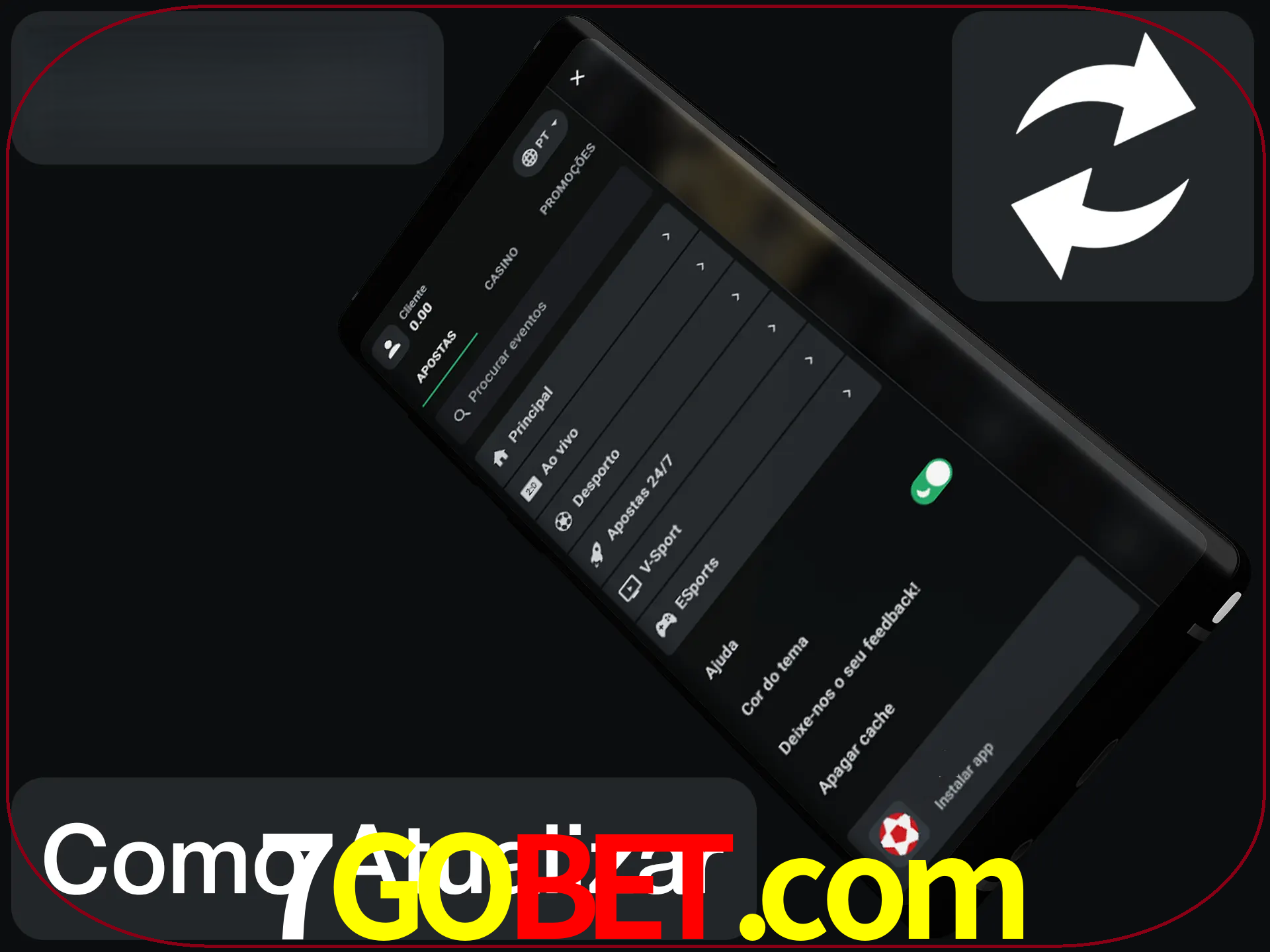 O aplicativo é atualizado automaticamente quando você faz o login.