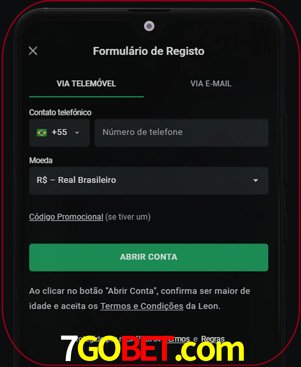 Abra o aplicativo e inicie o processo de registro.